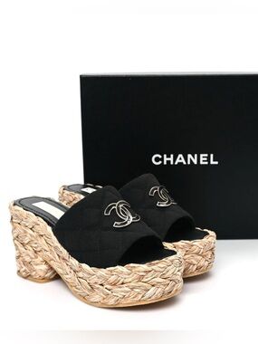 Chanel Dad Sandals CC logo Platform Mules size 41